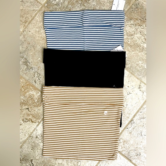 AE It Knit Foldover Tube Top Size Small. Black, khaki and blue stripe. 3 pce set - Picture 1 of 7